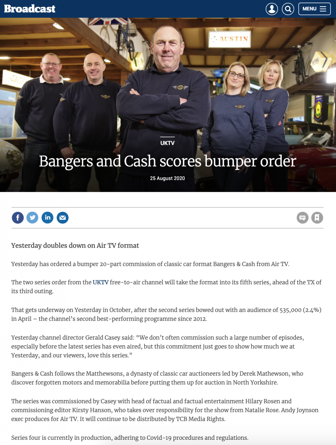 Bangers And Cash Scores Bumper Order Air TV